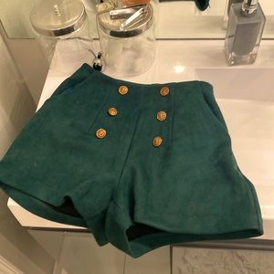 Suede forest green shorts